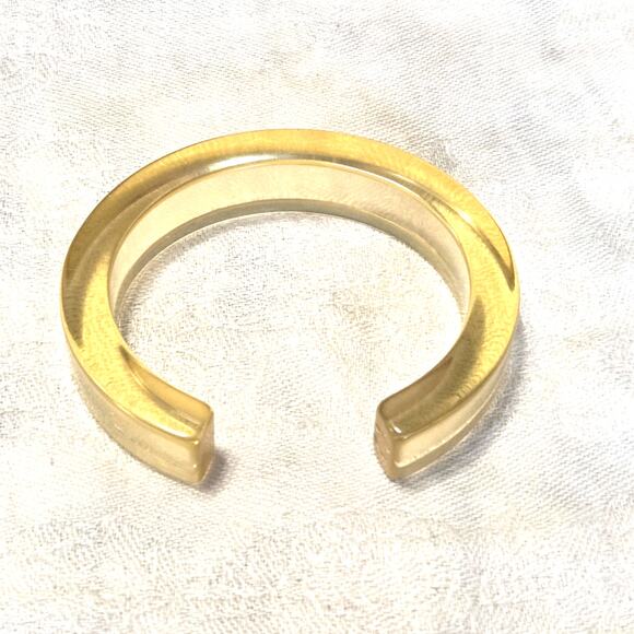 Mid Century Golden Amber Translucent Acrylic Chunky Bangle Vintage Retro 1950s - Picture 5 of 6